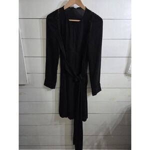Diane Von Furstenberg Womens Black Wrap Style Black Dress Long Sleeve